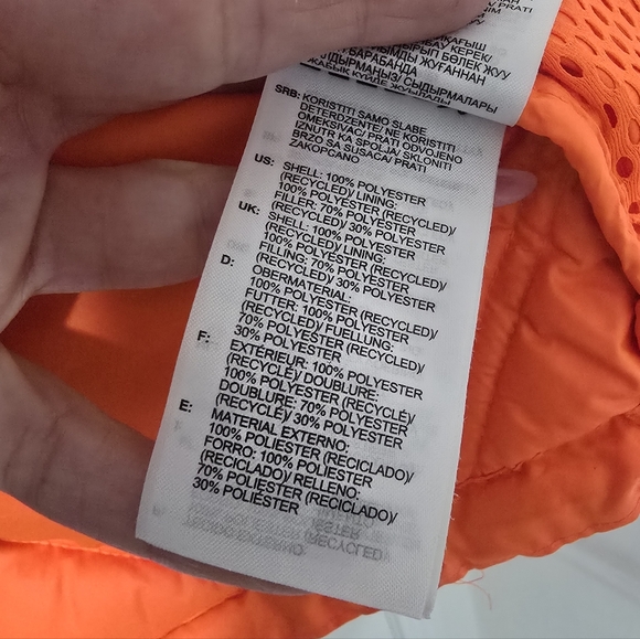Adidas By Stella McCartney Short Puffer Jacket In Orange Size XS - Picture 10 of 12